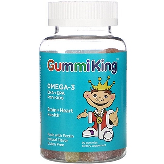 GummiKing, Omega-3 DHA + EPA for Kids, Strawberry, Orange and Lemon, 60 Gummies